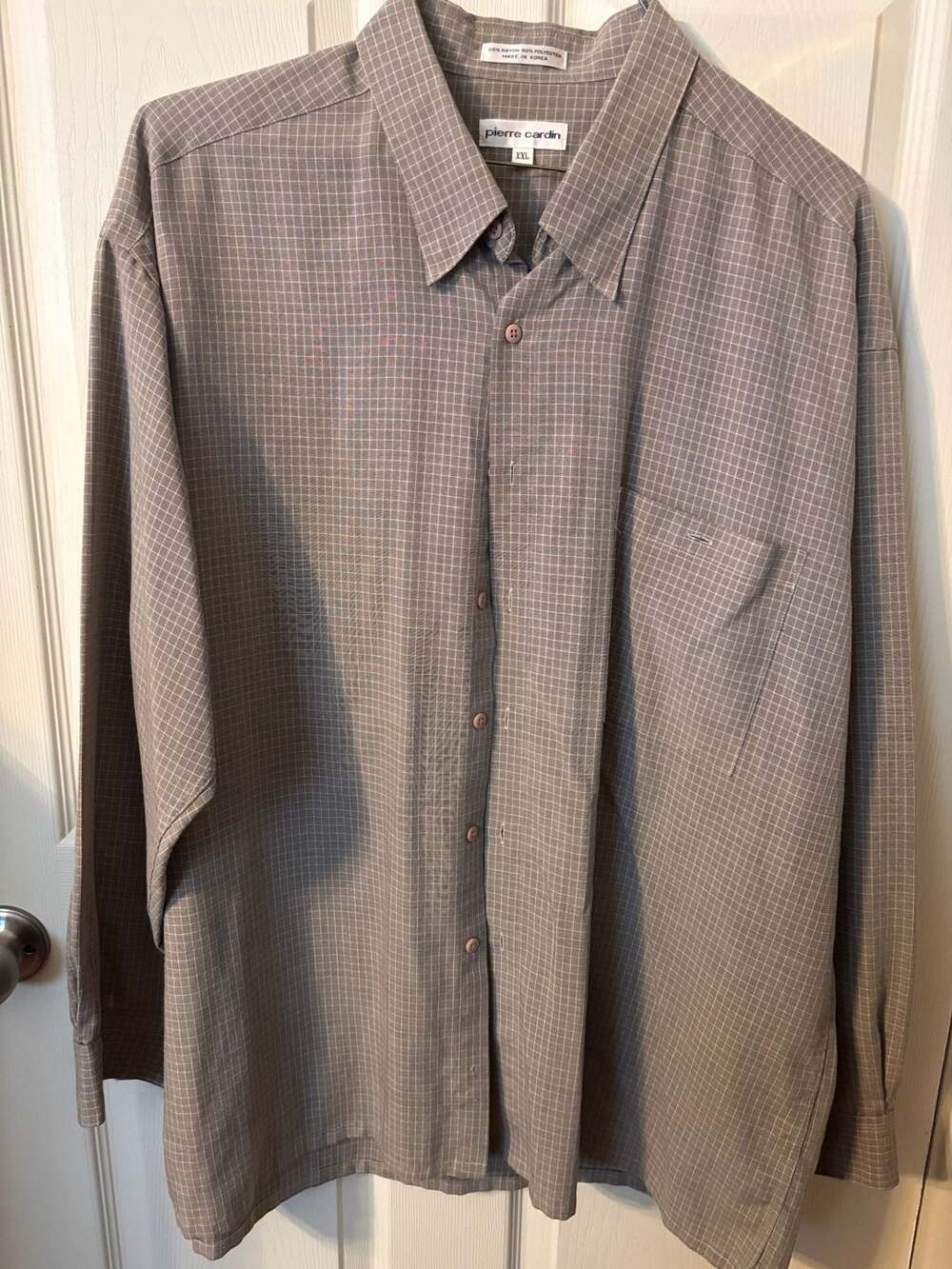 Pierre Cardin Vintage Grid Micro-Plaid Button Down Shirt XXL